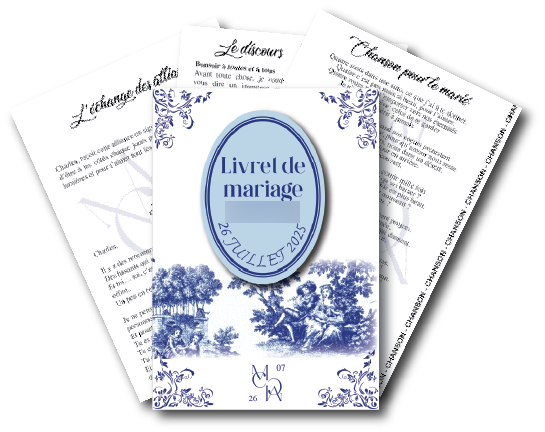 Livret de cérémonie élégant avec mise en page des discours et vœux de mariage