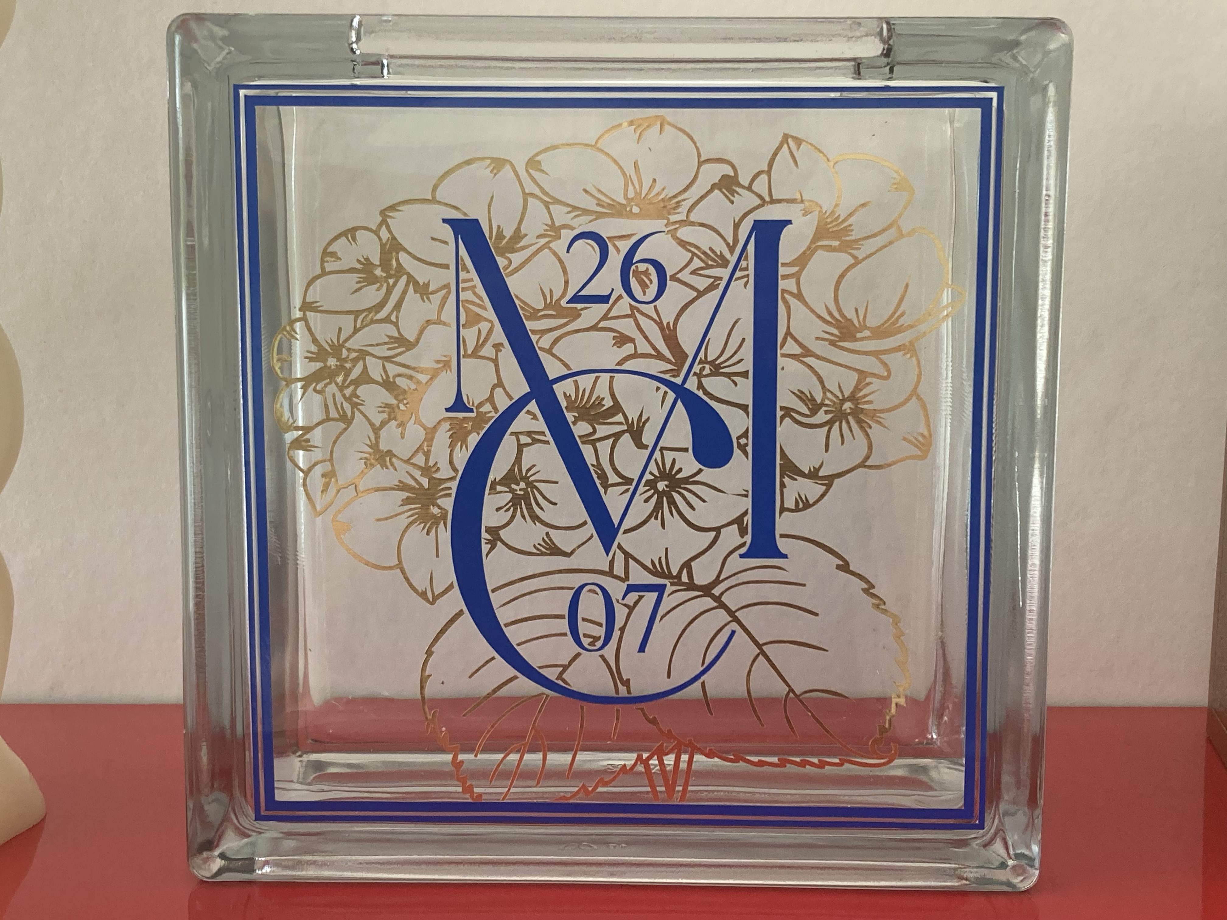 Vase gravé personnalisé et brique de verre pour rituel de cérémonie du sable mariage